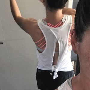 TNA white tank top with tie